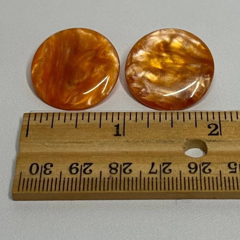 Vintage‎ Butterscotch Lucite Earrings Amber Swirl Round Clip On